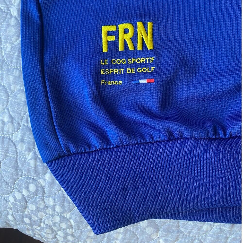 Le Coq Sportif Golf Men's Jacket Pullover 1/4 Zip Blue Yellow France Size Large - Picture 11 of 15